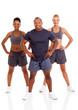 fit young people posing on white background