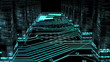 Circuit board corridor with data columns animation
