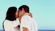 Romantic couple kissing on holiday