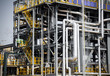 Chemical plant pipeline closeup