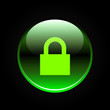 Vector: Green glossy lock button on black Green glossy lock button on black