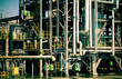 Chemical plant pipeline closeup