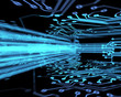 Futuristic circuit board at a bend