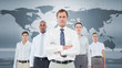 Serious business team standing