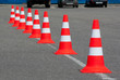 Traffic cones on road