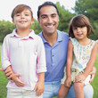 Portrait of father with his children