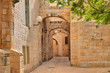 Narrow street and stonrd houses at jewish quarter in Jerusalem. Narrow street and stonrd houses at jewish quarter in Jerusalem.