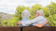 Elderly couple on a park bench