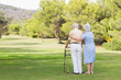 Elderly couple standing in the park