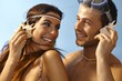 Closeup summer portrait of loving couple