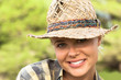 Attractive woman in straw hat
