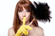 portrait of a girl with a brush to dust