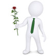 Illustration: 3d man holding a white rose 3d man holding a white rose