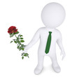 Illustration: 3d man holding a white rose 3d man holding a white rose