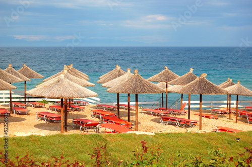 Photo: Beach at the modern luxury hotel, Halkidiki, Greece Beach at the modern luxury hotel, Halkidiki, Greece