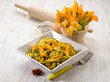 Foto: pasta with zucchinis flower and saffron pasta with zucchinis flower and saffron