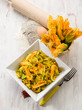 Foto: pasta with zucchinis flower and saffron pasta with zucchinis flower and saffron