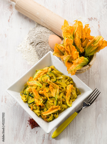 Photo: pasta with zucchinis flower and saffron pasta with zucchinis flower and saffron