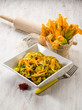 Foto: pasta with zucchinis flower and saffron pasta with zucchinis flower and saffron