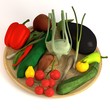 Illustration: 3d render of vegetable collection on plate 3d render of vegetable collection on plate