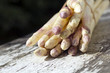 Fresh white Asparagus on old wood