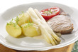 asparagus with potato and pork chop