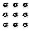 Ink splatter, ecology icons set on white background