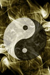 Yin Yang on smoke with black background