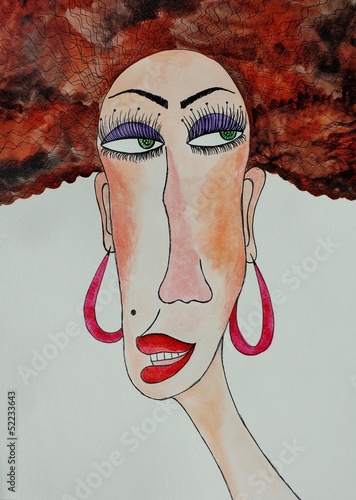 Illustration: Portrait of gypsy woman. Watercolours on paper Portrait of gypsy woman. Watercolours on paper