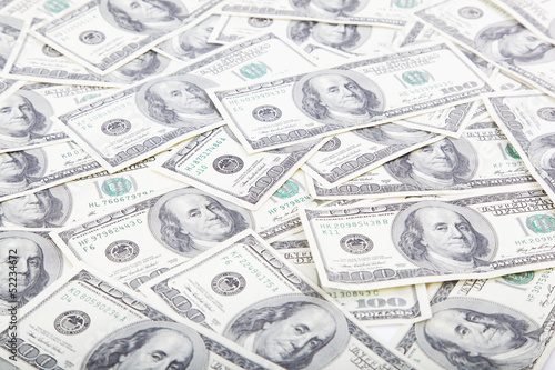Photo: Hundred Dollar Bills for background. Hundred Dollar Bills for background.