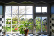 Kitchen window with the view on garden