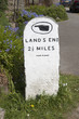 Milestone on roadside pointing to Land's End UK