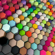 3d hexagon shape in rainbow color