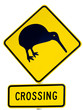 Photo: NZ Attention Kiwi Crossing Road Sign on White NZ Attention Kiwi Crossing Road Sign on White