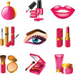 cosmetics and make up detailed vector icons set