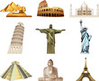 world famous monuments icons vector set