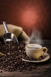 boiling black coffee