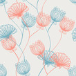 Seamless hand drawn pink and red vintage pattern with flowers