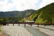 Steam Train is Crossing a Bridge