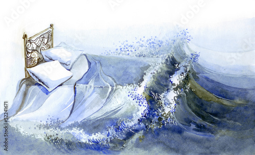 Photo: bed drifting in the sea bed drifting in the sea