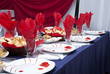 Reddish decorated table in the restaurant