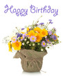 Beautiful bouquet of bright  wildflowers in pot isolated
