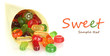 Tasty colorful candies in bright bag