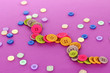 Bright color buttons on a purple background