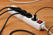 Overloaded power boards, close up