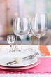 Table setting with glasses for different drinks