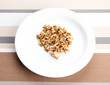 Wheat germs on plate, close up