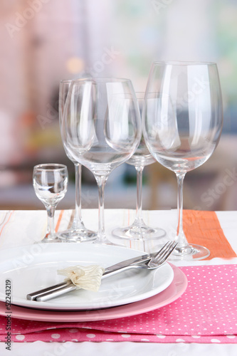 Photo: Table setting with glasses for different drinks Table setting with glasses for different drinks