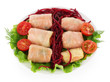 Stuffed cabbage rolls isolated on white