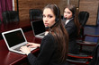 Call center operators at work.